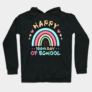 Happy 100Th Day Of School Teacher Kids 100 Days Rainbow Hoodie